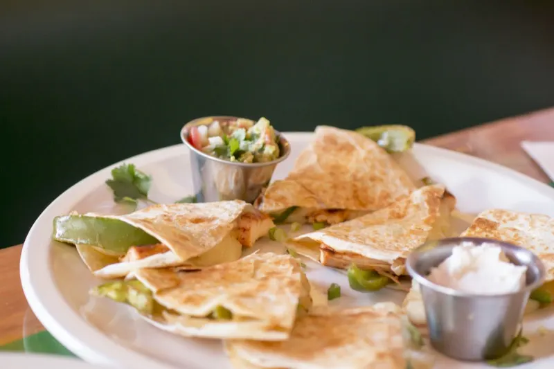 Grilled quesadillas with pico de gallo and sour cream
